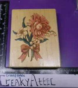 VICTORIAN PEONY LILY OF VALLEY BOUQUET FLOWERS RUBBER STAMP STAMPEDE CREAKYATTIC