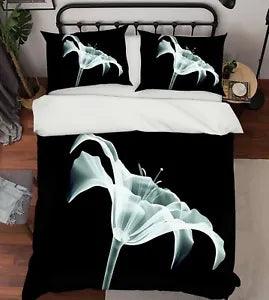 3D White Lily Flowers 16 Bed Pillowcases Quilt Duvet Single Queen King US Summer