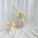 Peach tones natural pampas grass bouquet / boho bridal dried palm bouquet / peony bouquet anemone flowers