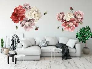 Peony Flower Wall Decal Watercolor Peony bouquet flowers removable peel & stick