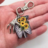 Halloween Sunflower Skeleton Keychain, Purse charm