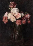 Art Oil painting Latour - Carnations in a Champagne Glass still life flowers 36"