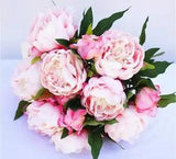 Artificial Silk+Plastic Peony Flower branch with leaves peonies for indoor...