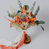 Tristle Dusty blue and Terracotta preserved roses bouquet/Rustic bouquet/Preserved Burnt orange bouquet/Bridal flowers/Bridesmaids bouquet/