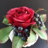 Red rose and grape berries in ceramic vase, Real tought flowers, Interior decor,Realistic eternal berries,Atificial wild grapes,Mother's Day