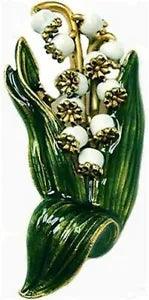 Easter  Lily-of-The-Valley Basket Brooch Museum Reproduction Made in the U.SA