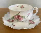 Vintage M.Z. Austria Pink Floral Carnation Flower Cup & Saucer
