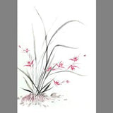 Wild Orchid Flowers Painting Chinese Ink Original Zen artwork
