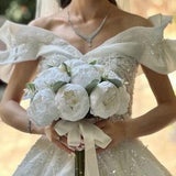 Handcrafted Petaled Peony Bouquet and Boutonniere - Elegant Floral Arrangement Inspired by Nature