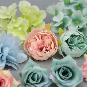 44Pcs Artificial Silk Flowers Heads Bulk Rose DIY Bouquet Wedding Crafts Decor