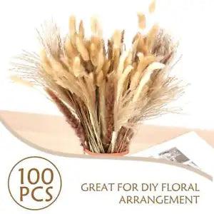 100PCS Natural Dried Pampas Grass Bouquet Dried Flowers for Boho Home Decor DIY