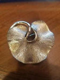 Vintage Lily Pad Gold Tone Pin Brooch - Signed USXD - Enamel