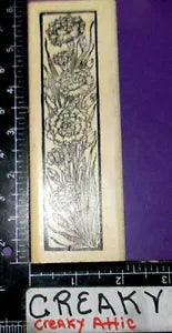 CARNATIONS BOUQUET FLOWERS BORDER RUBBER STAMP