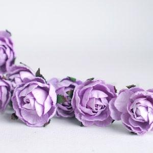 Paper flower, wedding supplies, handmade flowers, English  peony Ranunculus roses 25 pcs., size 3.5 cm., pale purple color.