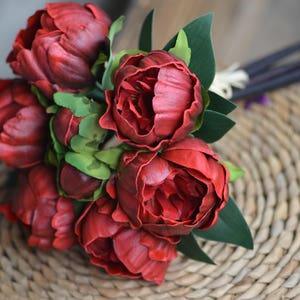 Darker Red Peonies Real Touch Peonies For DIY Wedding Bouquets Bridesmaids Bouquets Wedding Centerpieces
