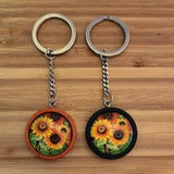 Sunflower wooden keychain