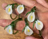 VINTAGE ART GLASS CALLA LILY NAPKIN RINGS SET OF 6