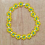 Seed bead daisy flower stretch bracelet| friendship|