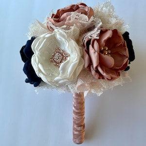 Rose Gold, Blush, Navy and Cream - Medium Bouquet