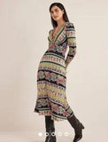 Boden Katherine Jersey Midi Tea Dress Floral Carnation Colorful Vibrant US 6P