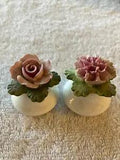 Denton Bone China Flower Salt & Pepper Shakers Pink Rose & Carnation