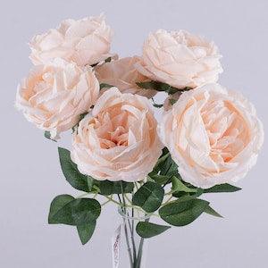 Peach Roses Bouquet 17', Artificial Tall Roses, Rose Arrangement, Faux Ivory Beige Roses bouquet, Silk roses, Wedding decor, Home decor