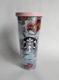 STARBUCKS 2019 PEONY Flower 24 oz Venti Cold Cup Tumbler  NO STRAW