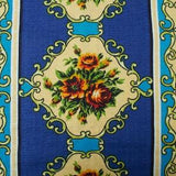 1950s Vintage French textured cotton Fabric, bouquet of roses stripes, home decor curtains