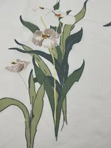 Twin Sheets Full & Flat Cottage Green Floral White Lily J P Stephens Utica