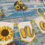 Bee one high chair banner, sunflower high chair banner, floral banner, sweet as can bee theme, bee party decor, first birthday