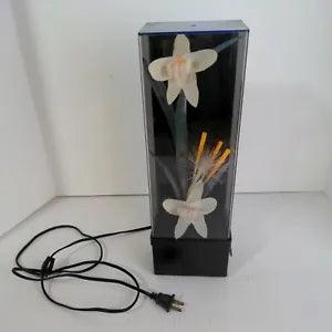 Vintage 80's FIBER OPTIC Color Changing Lighted FLOWER DISPLAY Works! Lily's