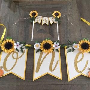Sunflower high chair banner, pumpkin high chair banner, 1st birthday decorations