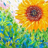 sunflower painting flower original art impasto oil painting floral contemporary artwork abstract square modern canvas wall art by Irina Jouk