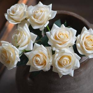 Pale Champagne Roses Real Touch Flowers DIY Wedding Flowers Silk Bridal Bouquets Wedding Centerpieces