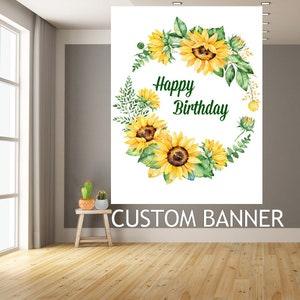 Sunflowers Wedding Backdrop, Custom Bridal Shower Background, Sunflower Baby Shower Step And Repeat, Our Little Sunflower Backdrop Decor