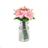 Dollhouse Miniature Pink Lilies in Glass Vase