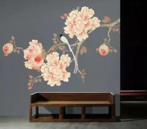 3D Peony Flower Bird G3253 Wallpaper Wall Murals Removable Self-adhesive Honey