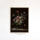 Mailed Art Print, Wall Art Antique, Dark Flower Bouquet, Vintage Oil Painting | 133 Roses