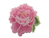 #5089P Pink Rose Herbaceous Peony Flower Embroidery Iron On Applique Patch