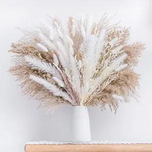 Natural Dried Pampas Grass Boho Home Decor Bouquet Phragmites Dried 96PCS