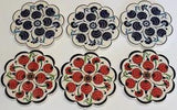 Flower Shaped Ottoman Iznik Carnation Pattern Turkish Ceramic Coaster Set of 6