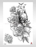 fake tattoo removable  peony flower bats large 8.25" temporary