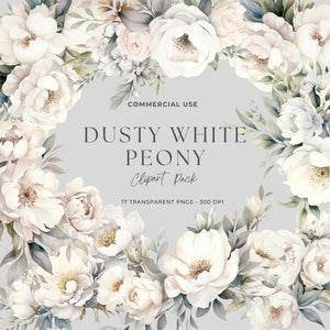 White Peony Clipart | Watercolor Peonies | Floral Clipart | Spring Floral Peony | Floral Arrangement | Peony Clipart | Peony Illustration