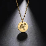 Birth Flower Necklace Monthly Floral Rose Daisy Stainless Steel Pendant Necklace
