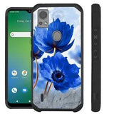 FUSION For 2023 CRICKET ICON 5 Case Hybrid Phone Case Cover PEONY BLUE FLOWER