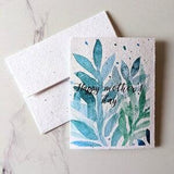 Mother's day card, watercolor blue plants on seed paper or watercolor white paper, happy mother's day