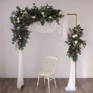 Wedding Arch Arrangement | Gazebo Arrangements | White Flowers | Eucalyptus Wedding Decoration | Artificial Fake Flowers Wedding Decor