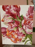 PINK PEONY BLOOM FLOWERS~HAND PAINTED~Canvas painting~Home Decoration~Size 40x50