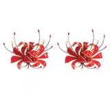 Brand new 925 sterling silver spider lily earrings Red/White/Indigo Blue
