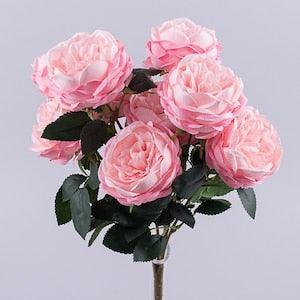 Faux pink roses bouquet | 10 heads | Silk roses fake flowers | Rose bouquet table centerpieces | Artificial blooming roses wedding bouquet